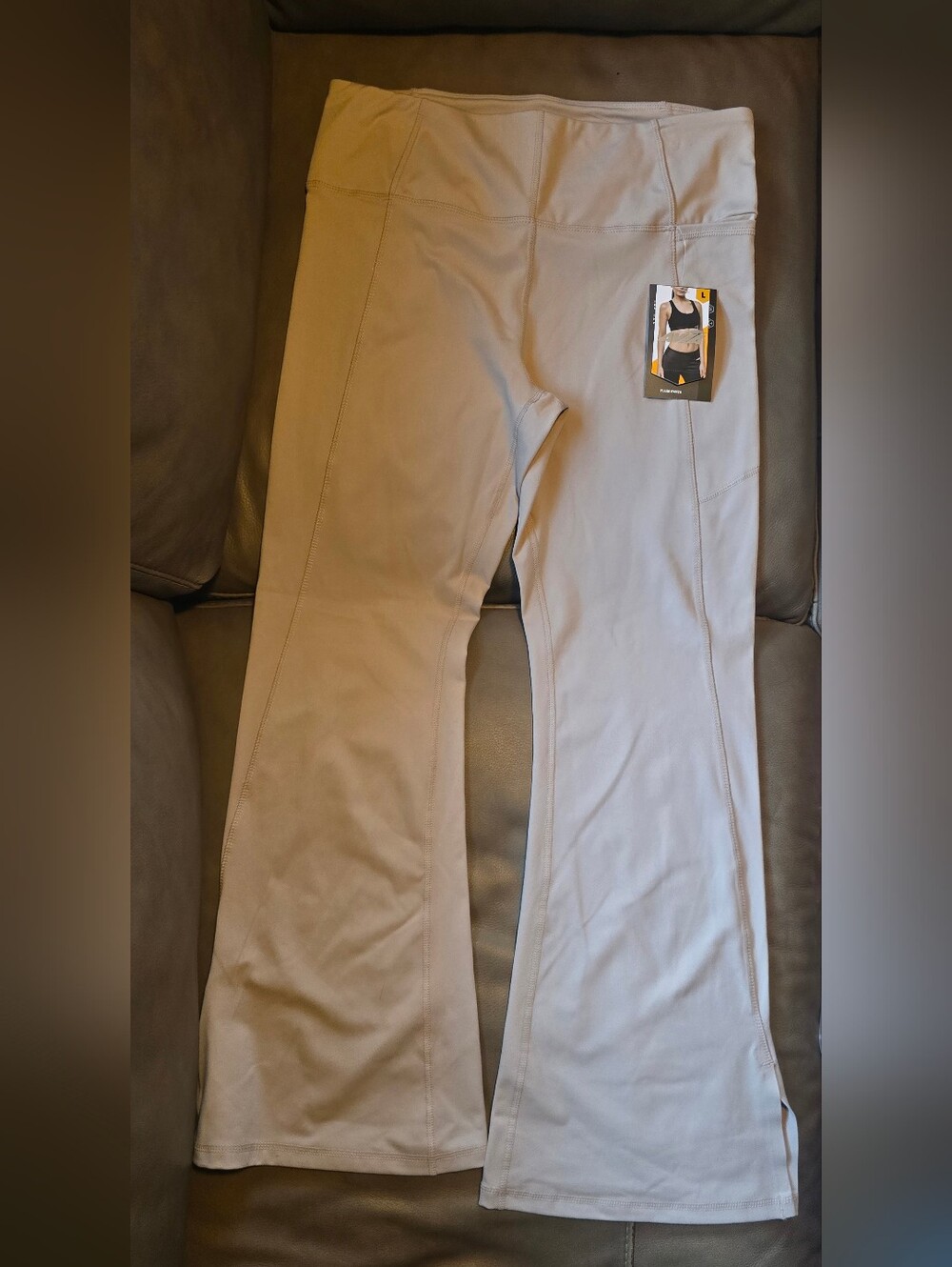 Avia Women's Flare Athletic Pants in Light Tan